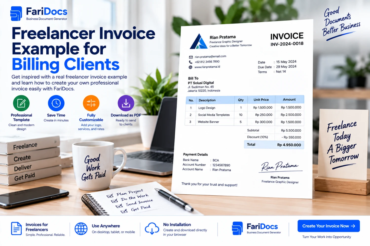 Contoh Invoice Freelancer untuk Menagih Pembayaran Klien