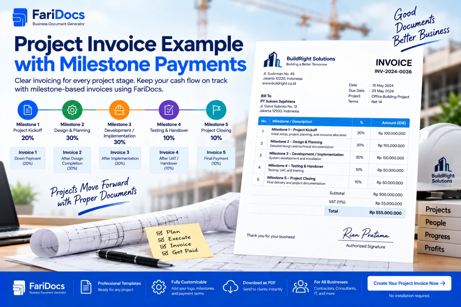 Contoh Invoice Proyek dengan Sistem Pembayaran Termin